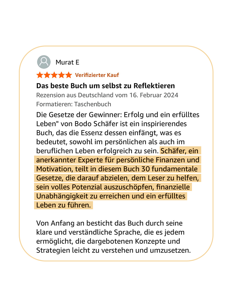 Bodo Schäfer Buch Die Gesetze der Gewinner Rezension 2