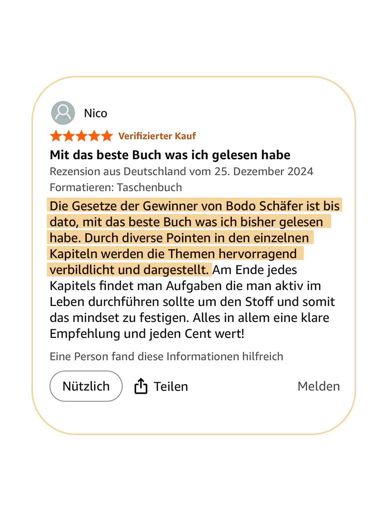 Bodo Schäfer Buch Die Gesetze der Gewinner Rezension 4