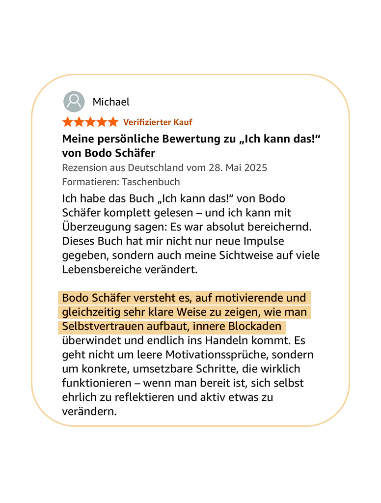 Bodo Schäfer BuchIch kann das. Rezensionen 3